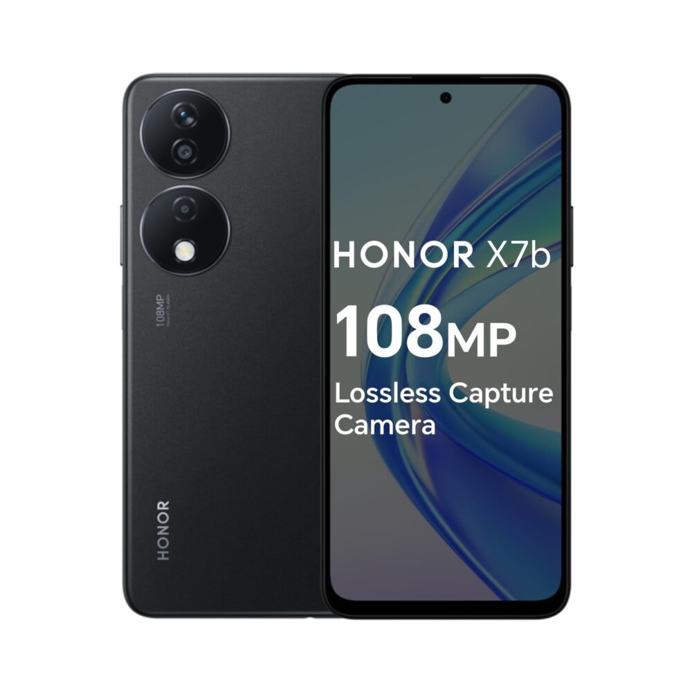 HONOR X7b Mobile Phone Unlocked, 108MP Triple Camera, 6.8" 90Hz Fullview Display, 6 GB+128 GB, Android 13, Dual SIM, Midnight Black